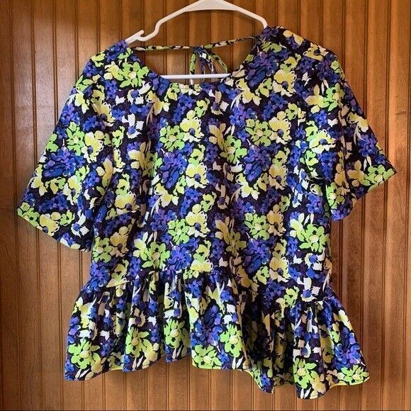 ASOS Design Women’s 6 Peplum Purple Floral Top - Women Size 6 - Picture 2 of 8